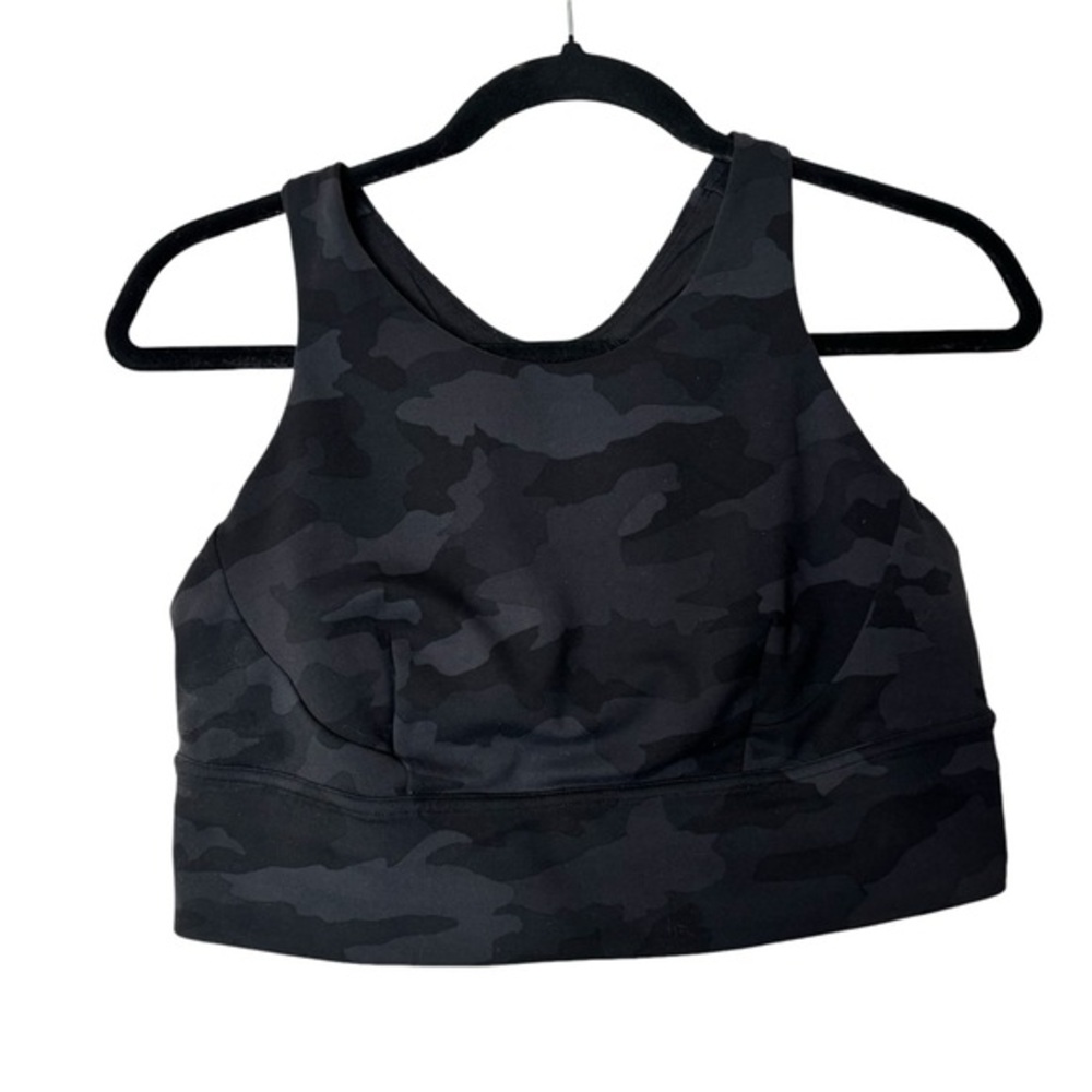 Lululemon Wunder Train Longline Bra Black Camo size 12